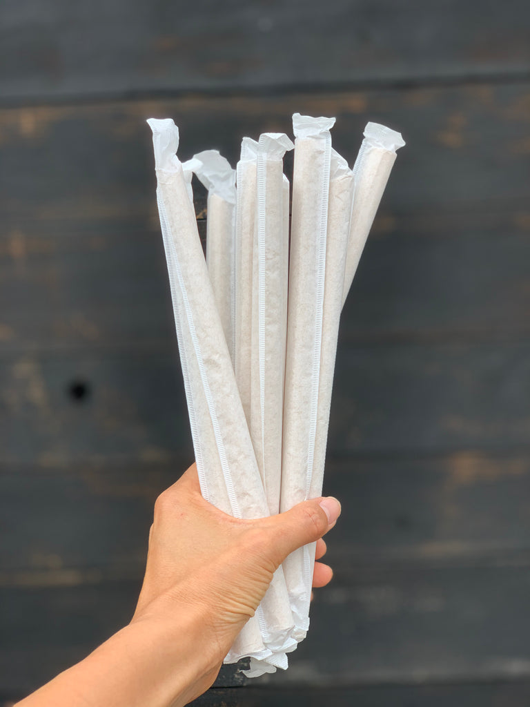 PandaBoard Compostable Bamboo Fiber Boba/Milkshake/Smoothie Straws - Wrapped - Bag of 80