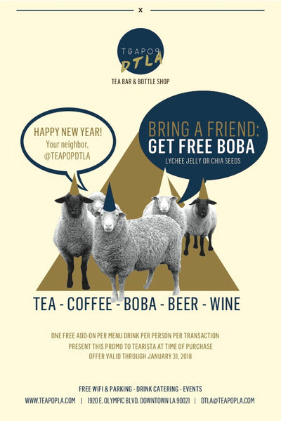 Free Boba for You & A Friend @TeapopDTLA